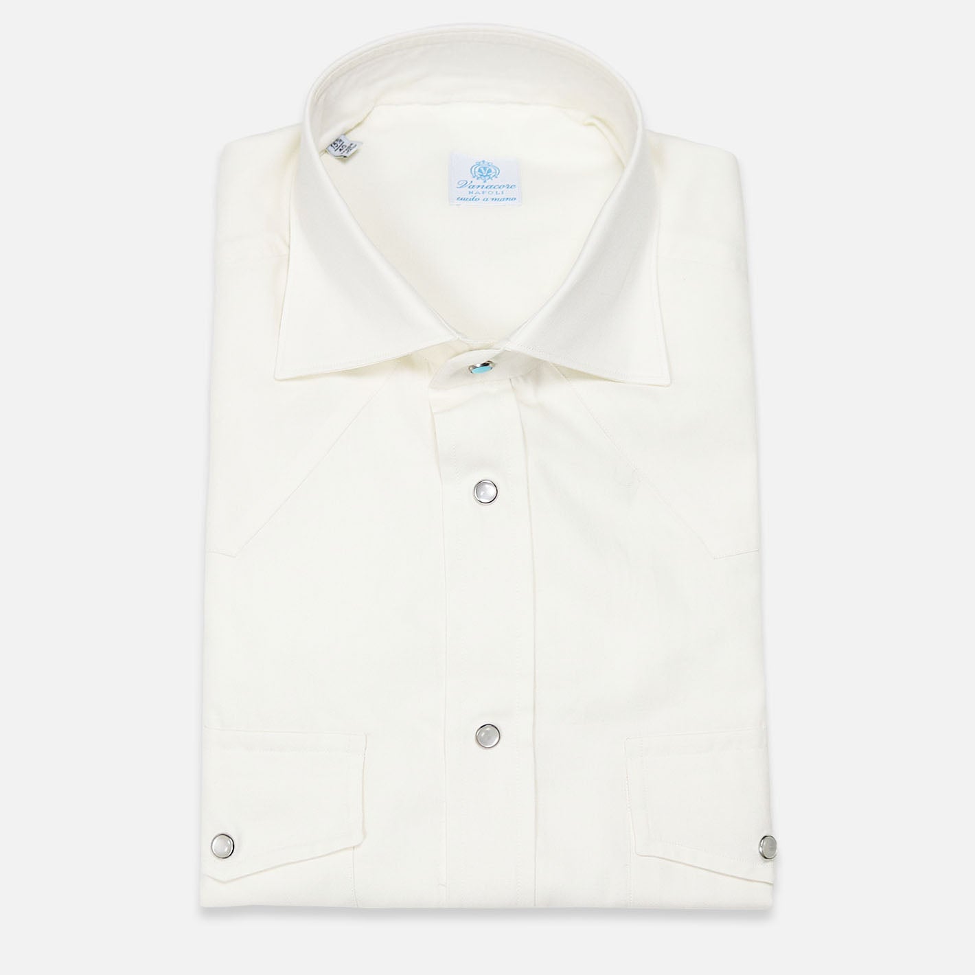 Cream Cotton Cashmere Western Shirt – Vanacore Napoli