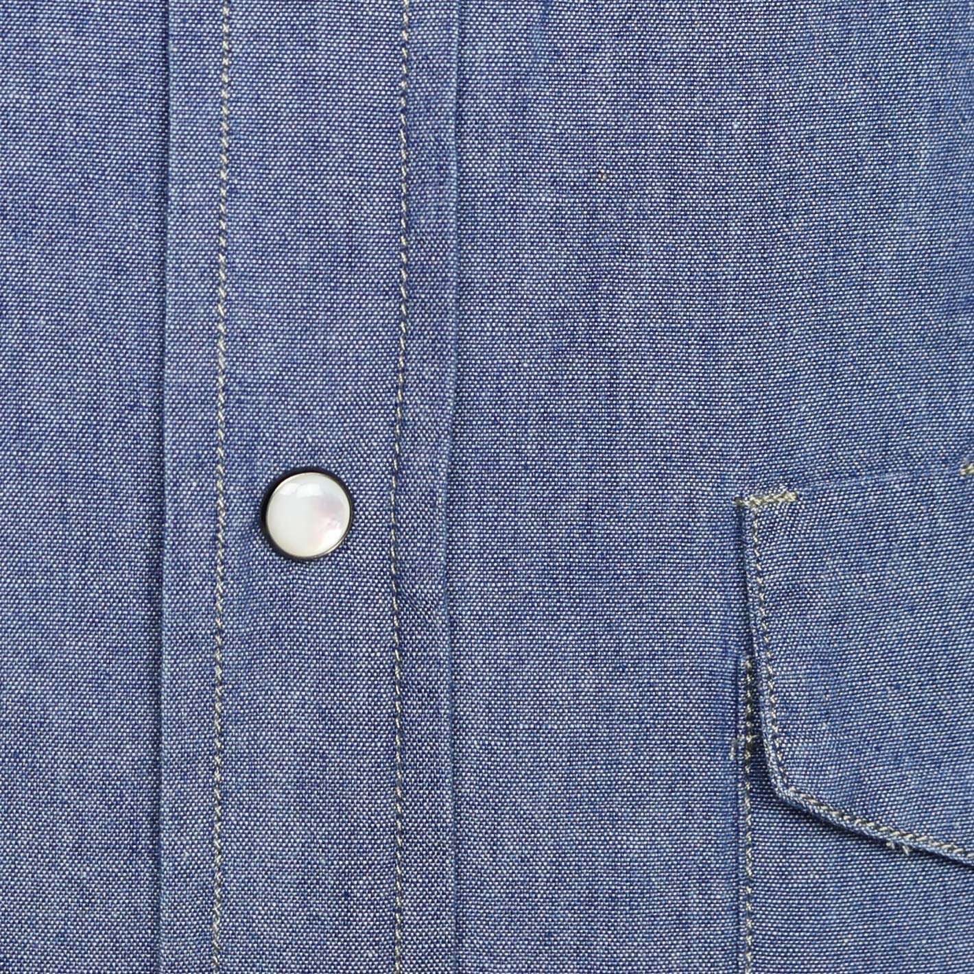 Mid-blue stone-washed Japanese denim shirt in rodeo style – Vanacore Napoli