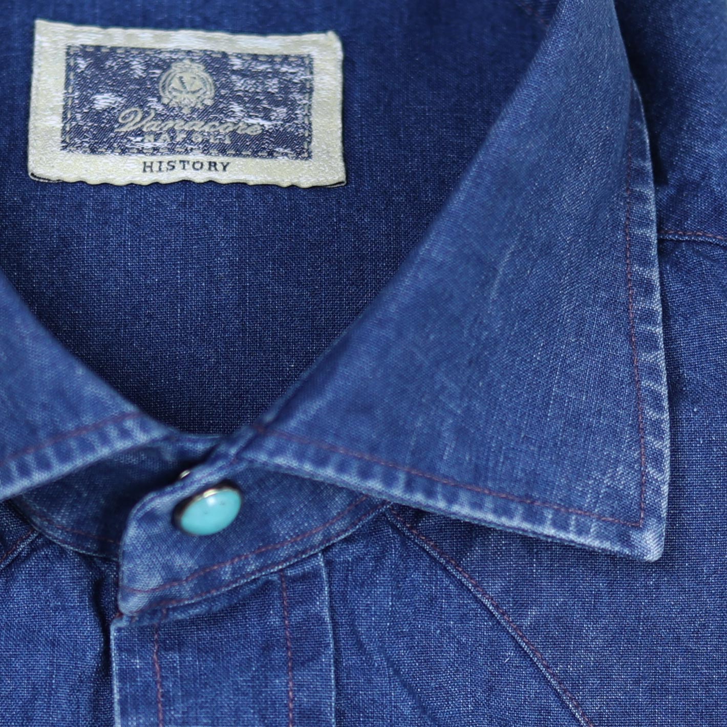Indigo blue denim western-style shirt for men – handmade by Vanacore Napoli