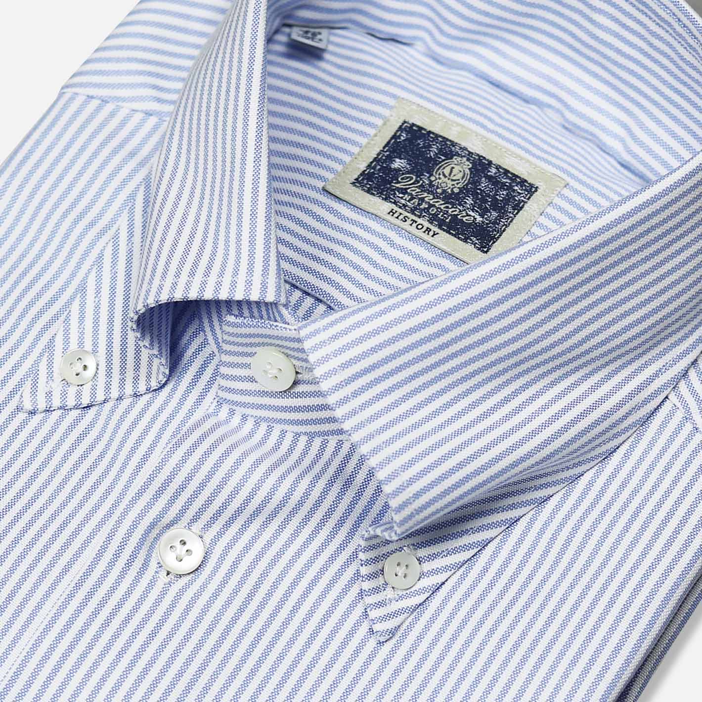 Blue White Striped Oxford Shirt – Vanacore Napoli