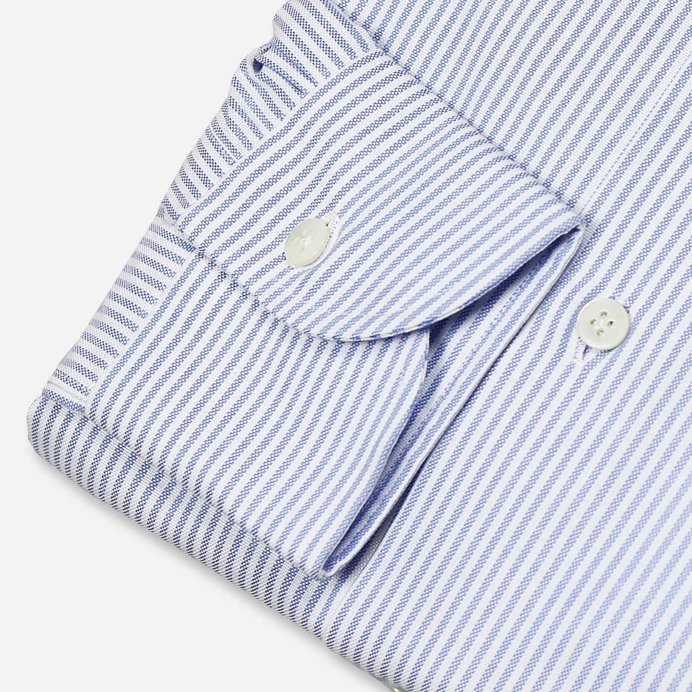 Blue White Striped Oxford Shirt – Vanacore Napoli