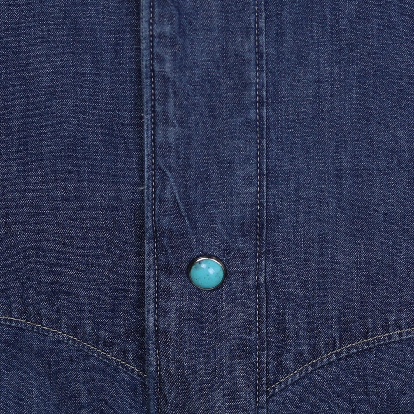 Dark blue denim shirt for men with curved yoke – handcrafted in Naples by Vanacore