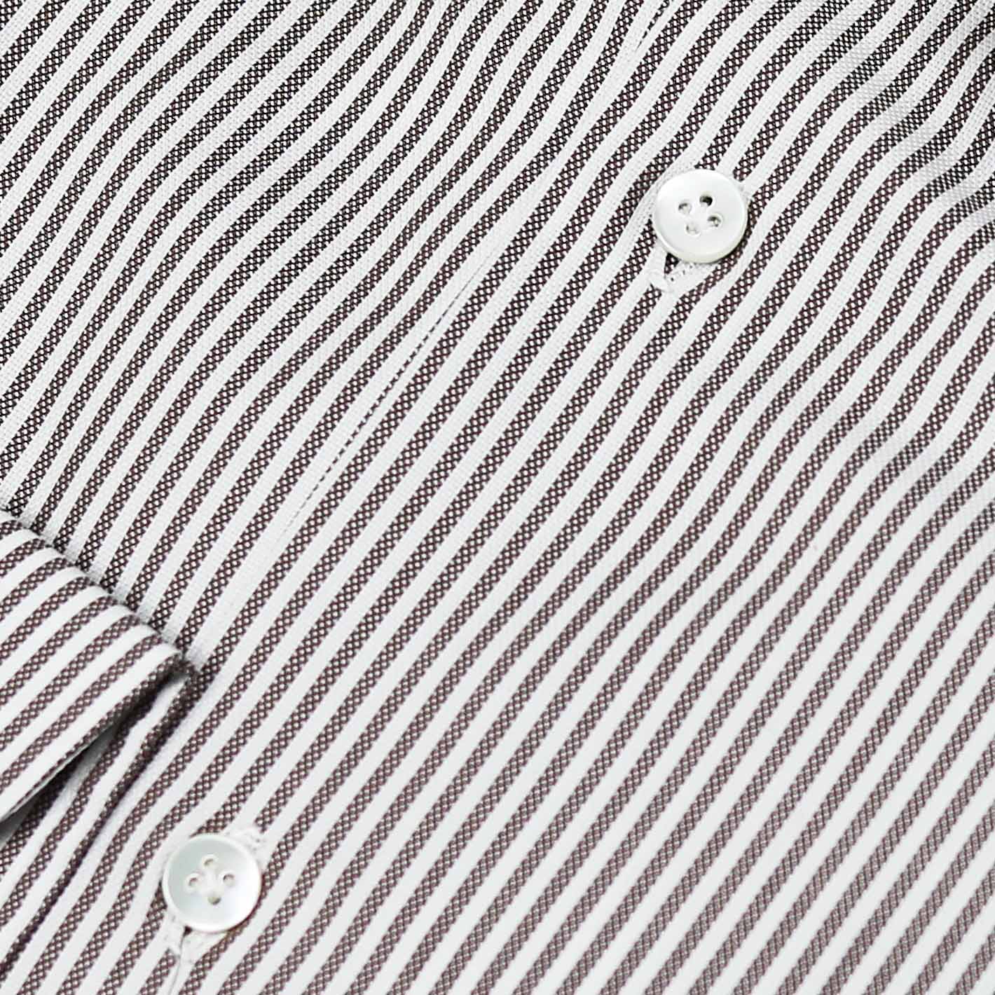 Brown and White Striped Oxford Shirt – Vanacore Napoli