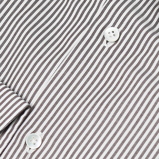 Brown and White Striped Oxford Shirt – Vanacore Napoli