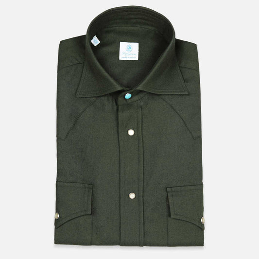 Dark green cotton cashmere Rodeo shirt – Vanacore Napoli