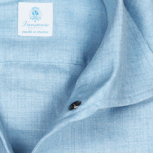 Ice Blue Cotton Cashmere Paramontura Shirt – Vanacore Napoli