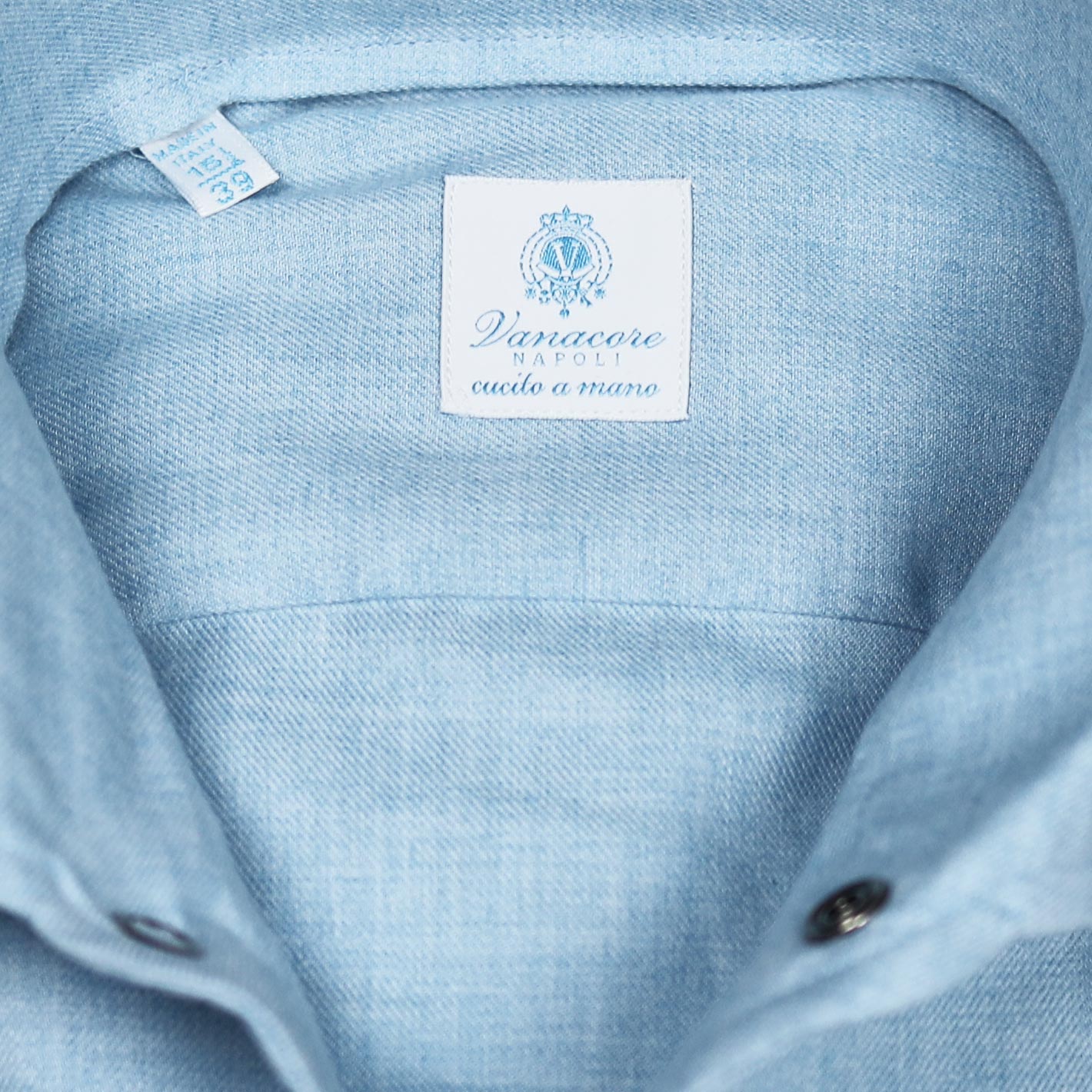 Ice Blue Cotton Cashmere Paramontura Shirt – Vanacore Napoli