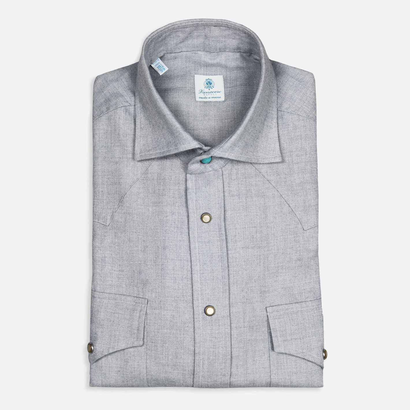 Light grey cotton cashmere rodeo shirt – Vanacore Napoli