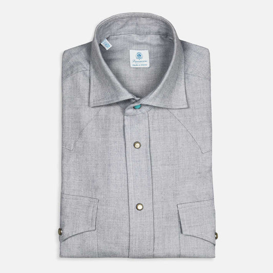 Light grey cotton cashmere rodeo shirt – Vanacore Napoli