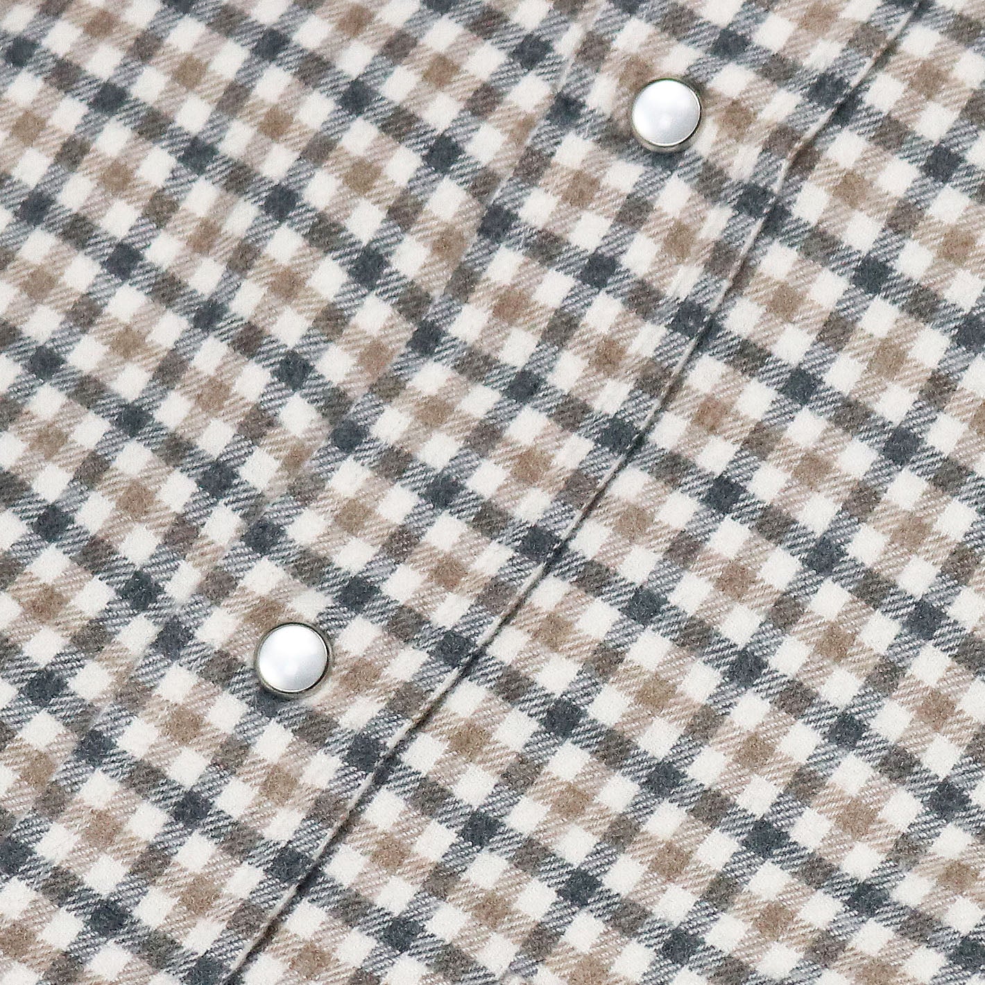 Beige Checked Cotton Flannel Rodeo Shirt | Vanacore
