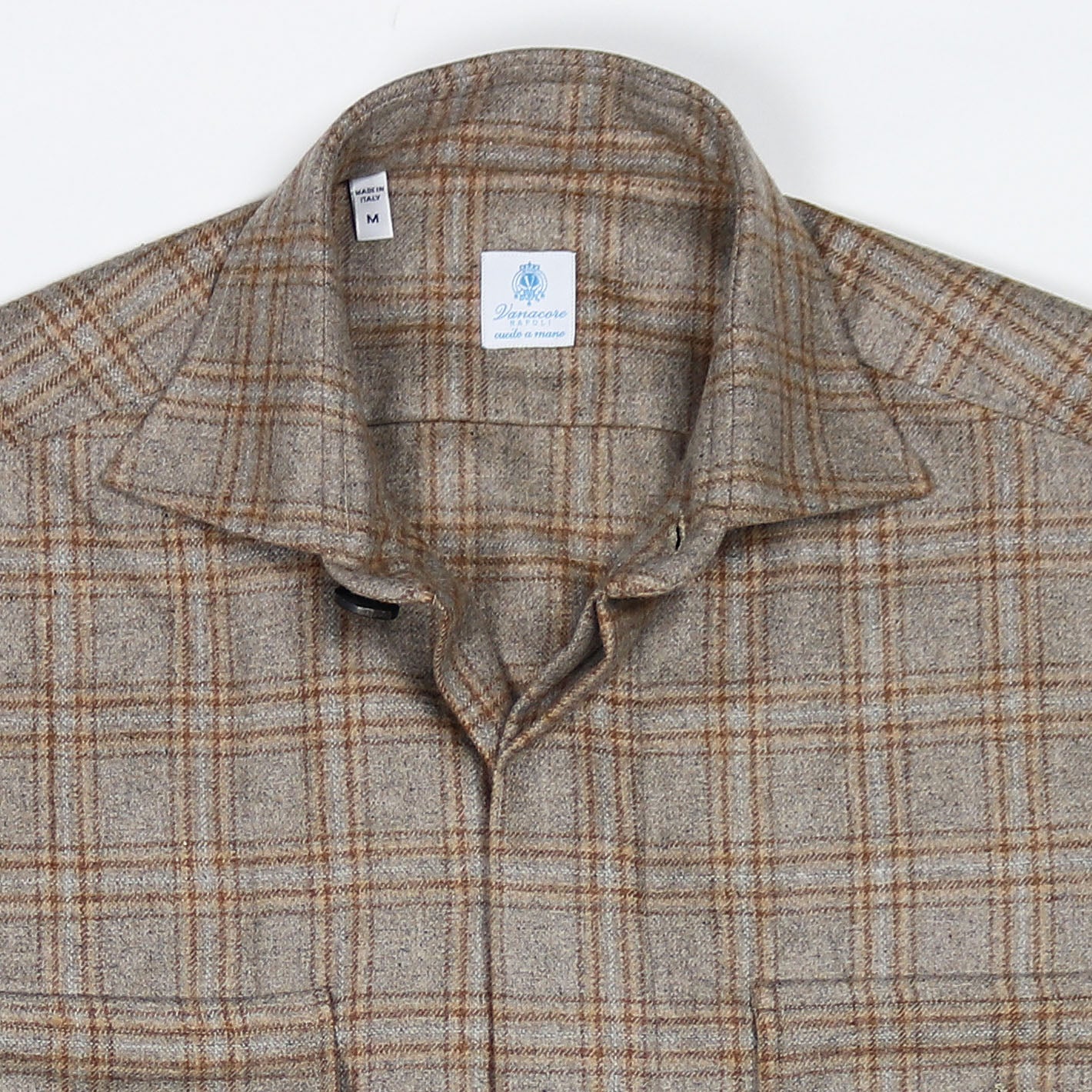 Mole grey and rust checked cashmere safari jacket with flap pockets – Vanacore Napoli