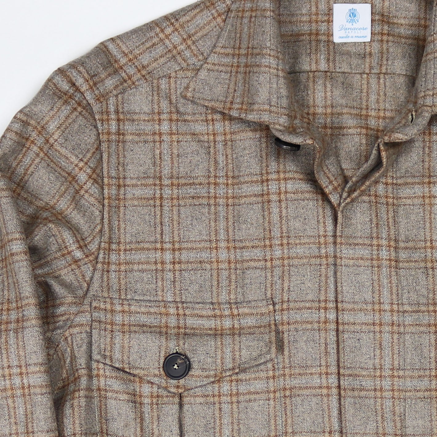 Mole grey and rust checked cashmere safari jacket with flap pockets – Vanacore Napoli