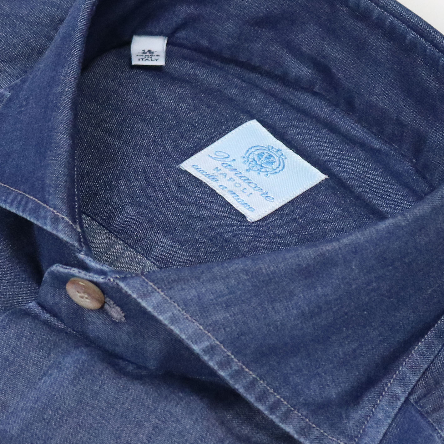 Dark Blue Denim Cutaway Shirt – Vanacore Napoli