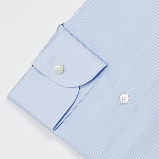 Light blue striped shirt with semi-cutaway collar – Vanacore Napoli