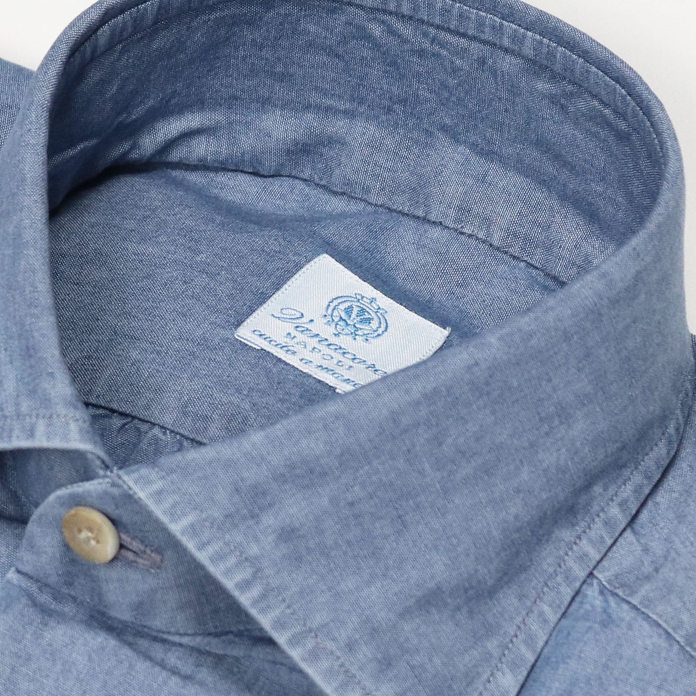 Mid-blue chambray cutaway shirt – Vanacore Napoli