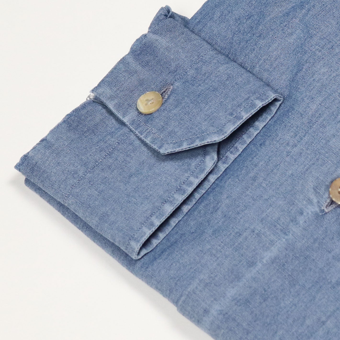 Mid-blue chambray cutaway shirt – Vanacore Napoli