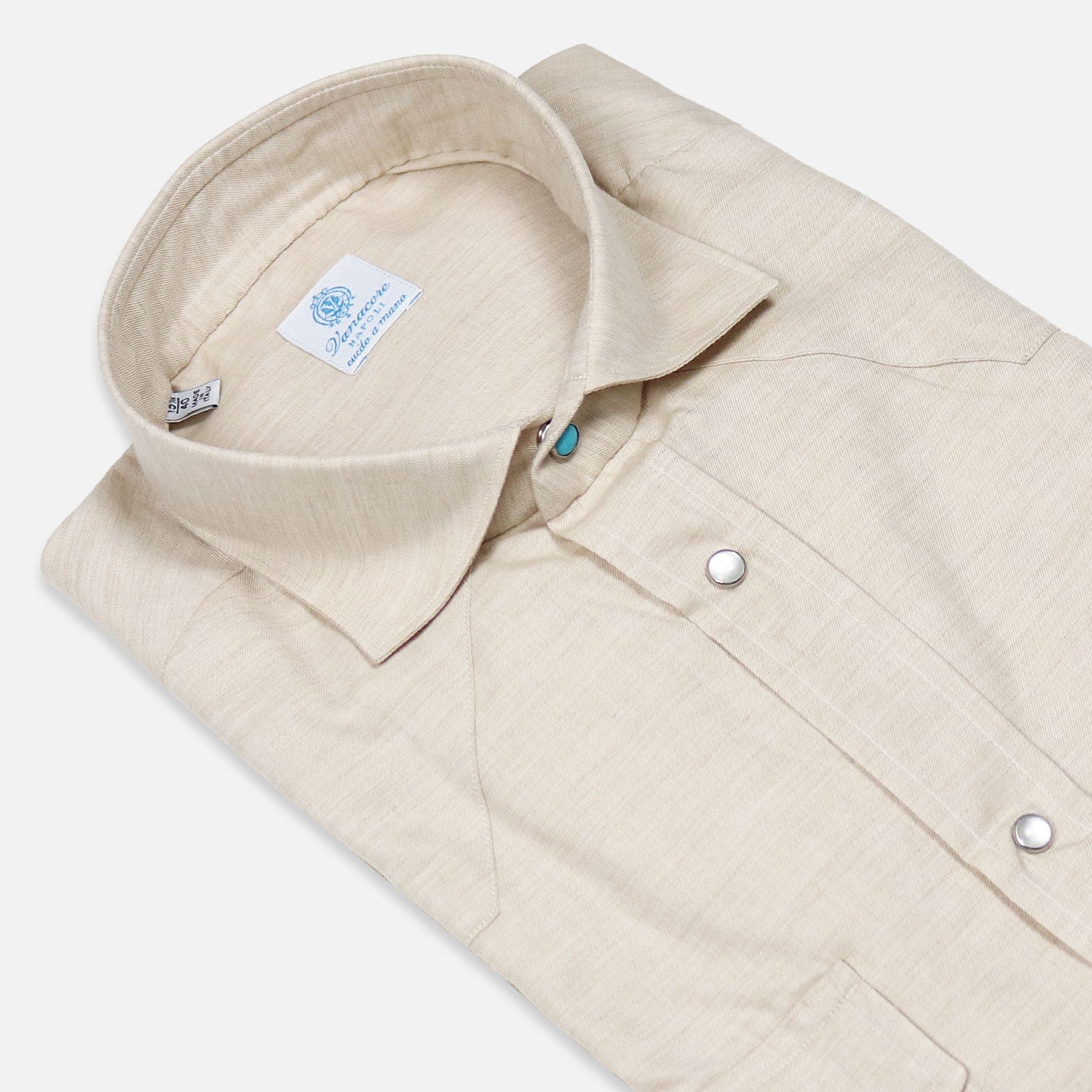 Beige Rodeo shirt in cotton and cashmere – Vanacore Napoli