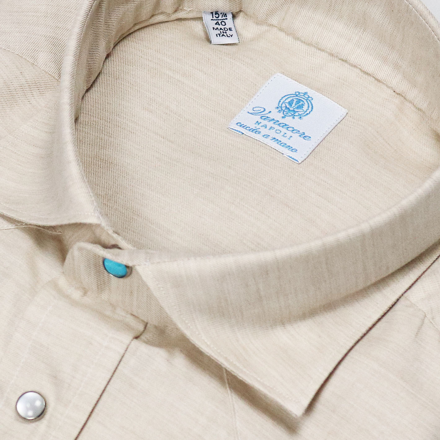 Beige Rodeo shirt in cotton and cashmere – Vanacore Napoli
