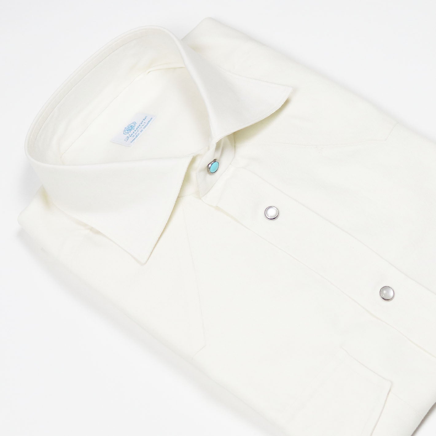 Cream Cotton Cashmere Western Shirt – Vanacore Napoli