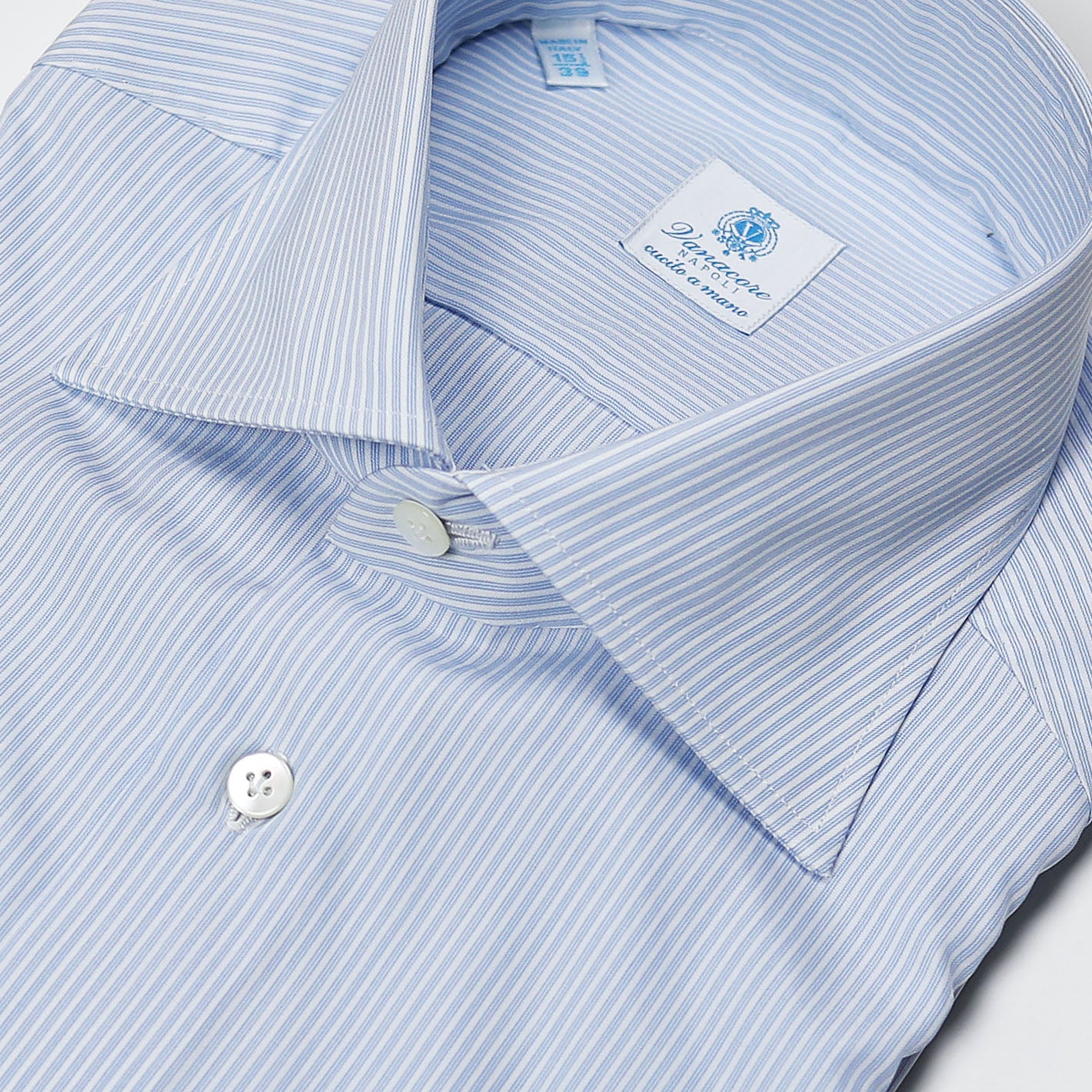 Light Blue Striped Semi-Cutaway Shirt – Vanacore Napoli