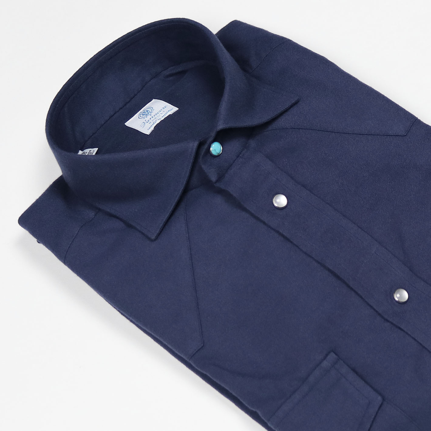 Dark blue cotton flannel Rodeo shirt – Vanacore Napoli