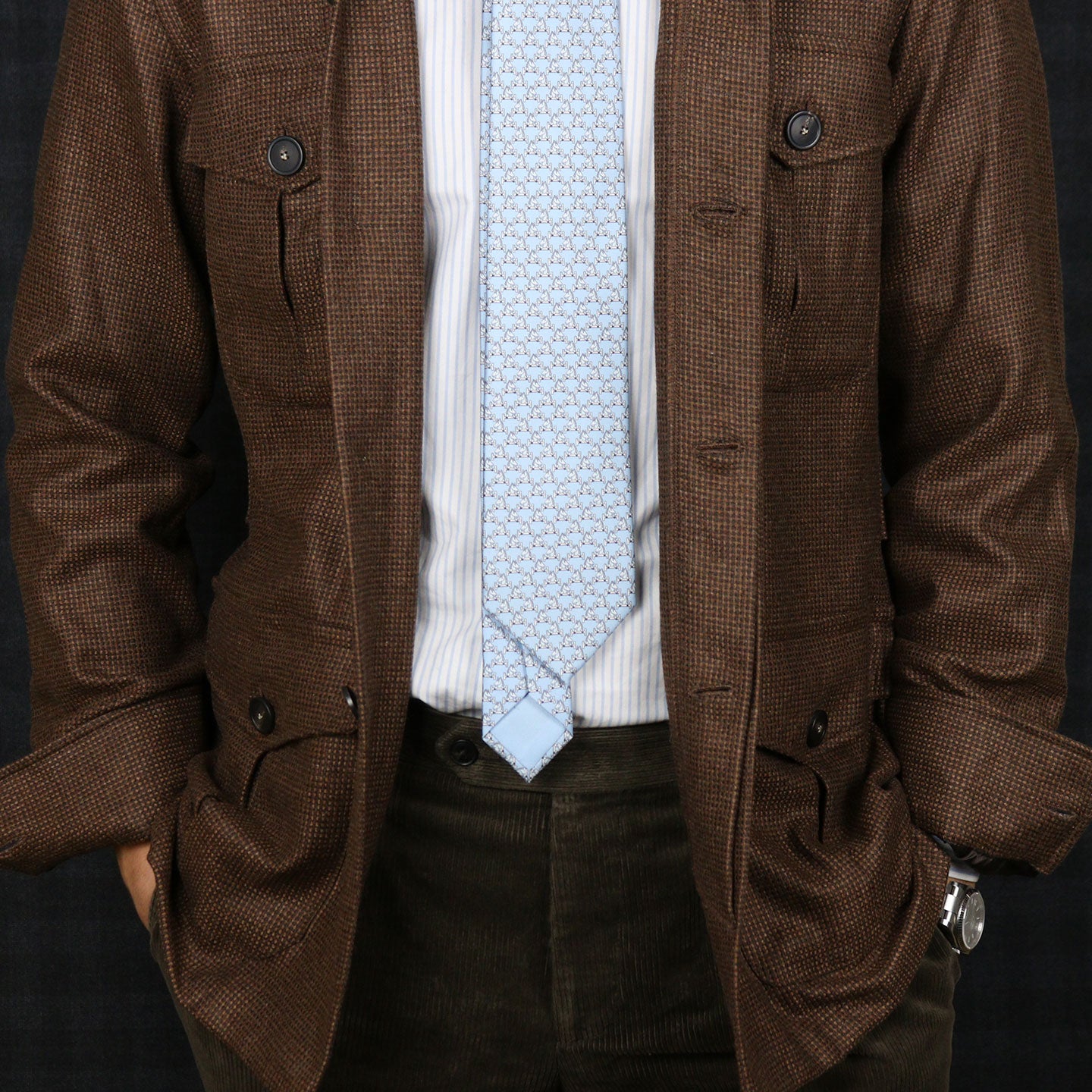 Brown Patterned Cashmere Vicuña Safari Jacket – Vanacore Napoli