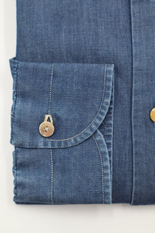 Dark Blue Denim Cutaway Shirt – Vanacore Napoli
