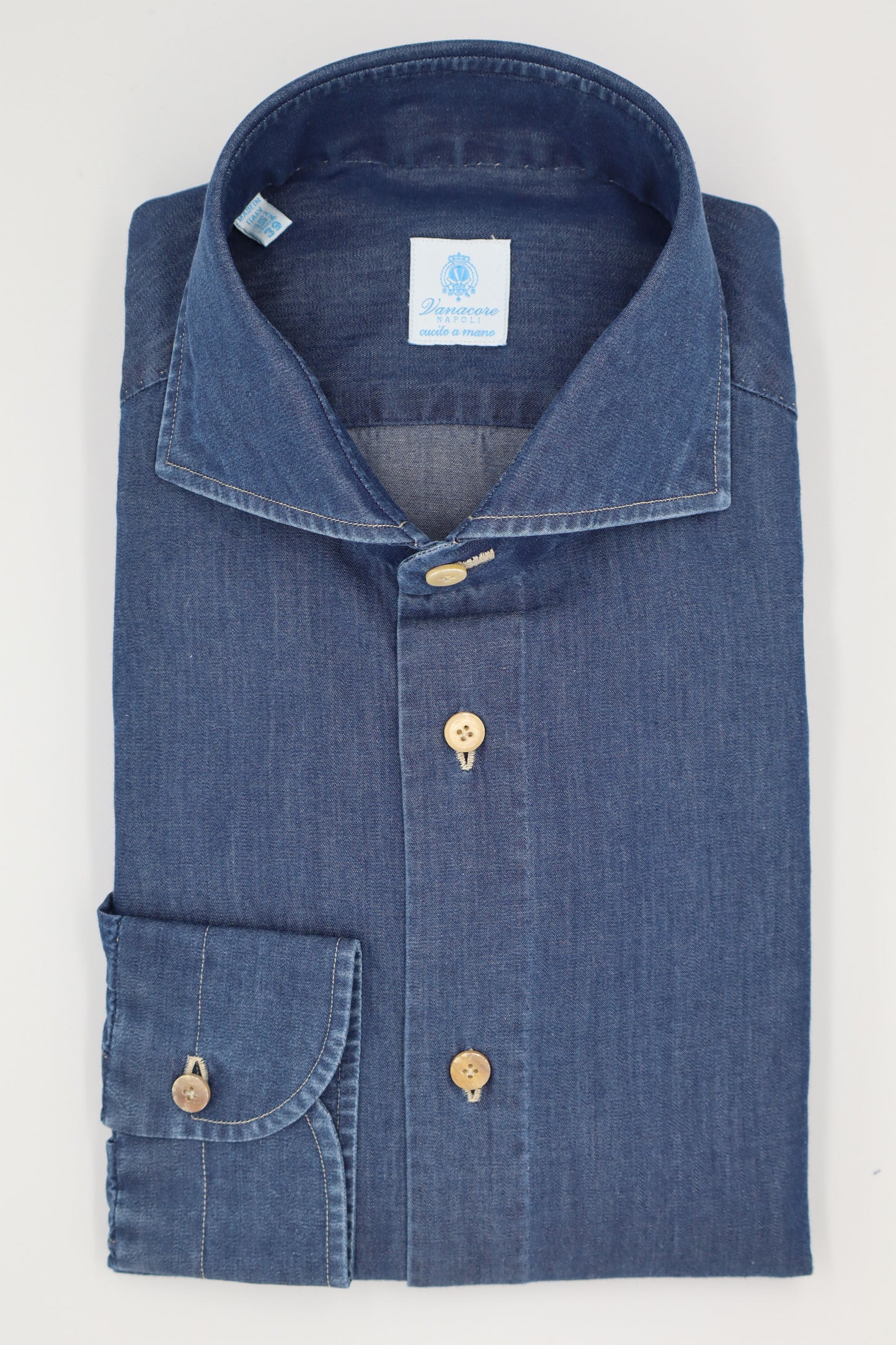Dark Blue Denim Cutaway Shirt – Vanacore Napoli