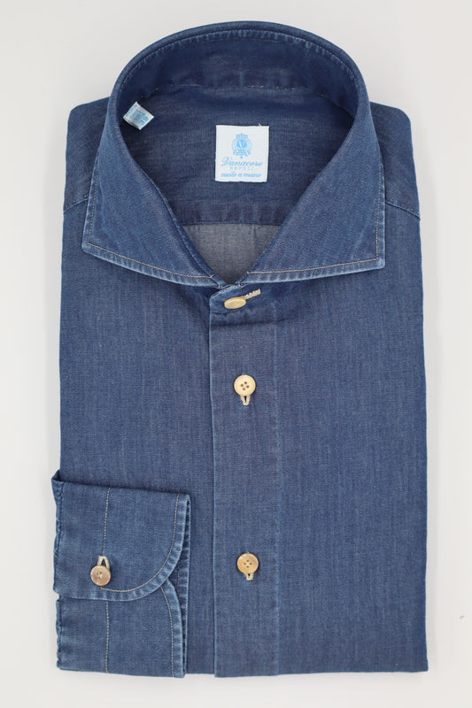 Dark Blue Denim Cutaway Shirt – Vanacore Napoli