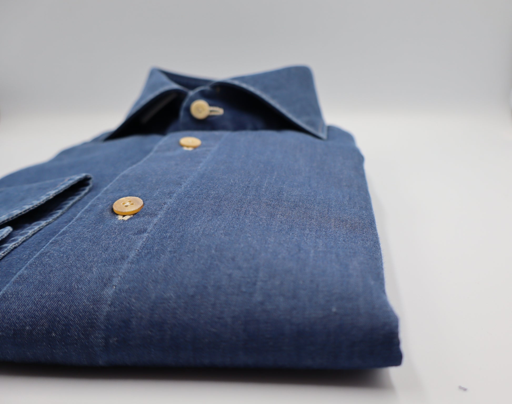 Dark Blue Denim Cutaway Shirt – Vanacore Napoli