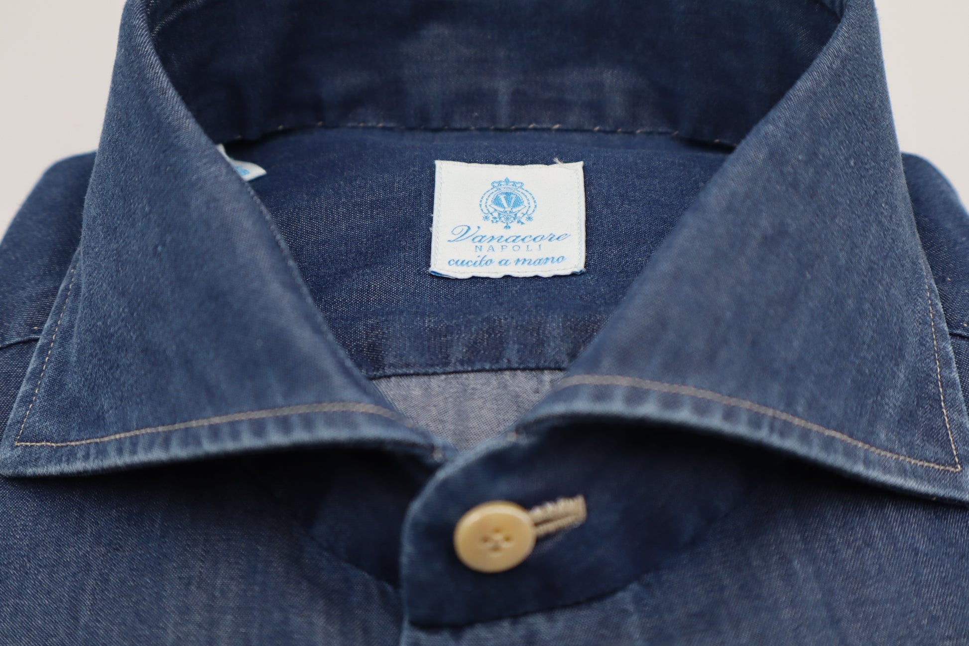 Dark Blue Denim Cutaway Shirt – Vanacore Napoli