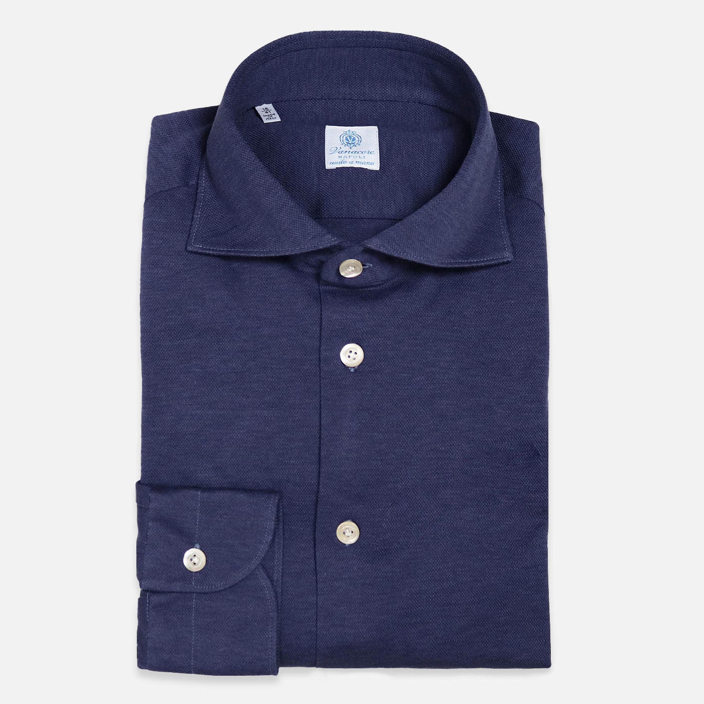 Navy cotton jersey cutaway shirt – Vanacore Napoli