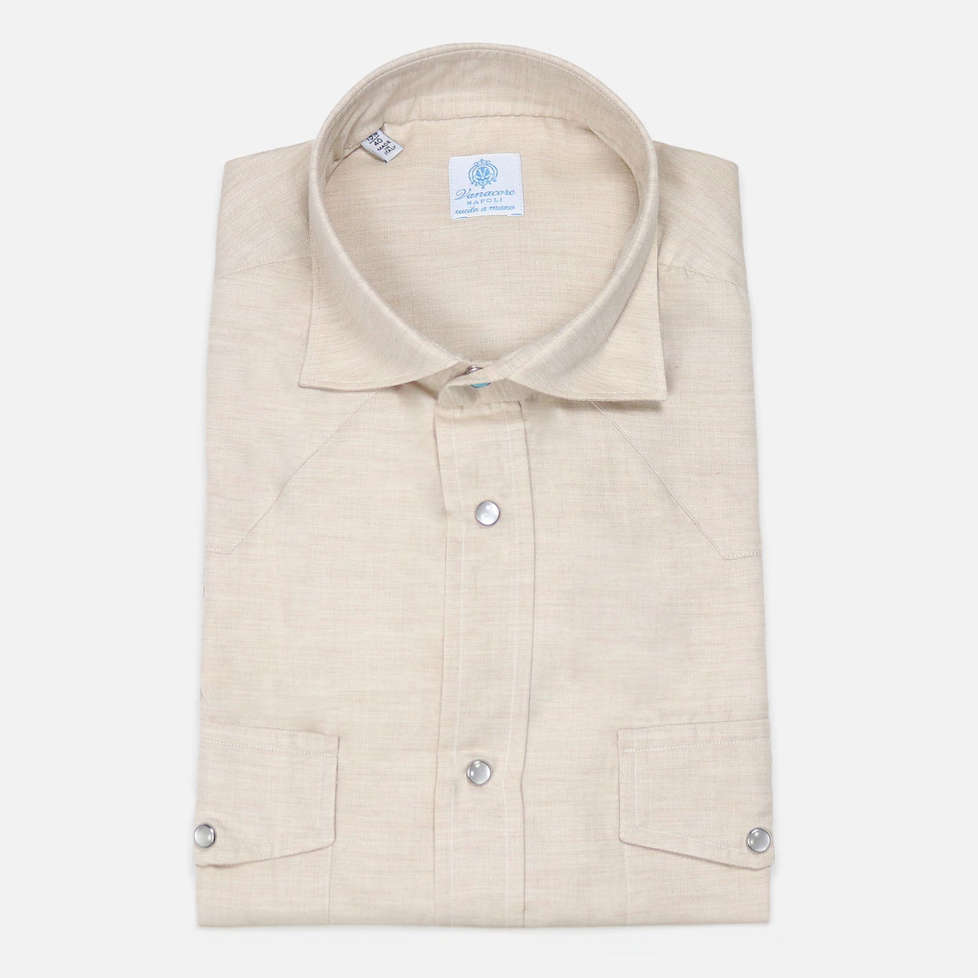 Beige Rodeo shirt in cotton and cashmere – Vanacore Napoli