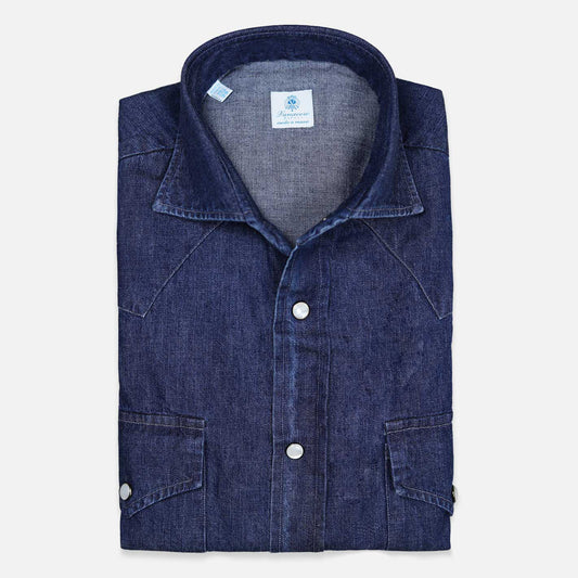 Dark Blue Denim Shirt – Vanacore Napoli