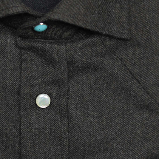 Dark brown flannel western shirt for men in soft brushed cotton – Vanacore Napoli