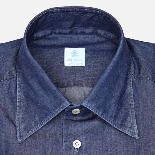 Dark blue denim casual shirt – Vanacore Napoli
