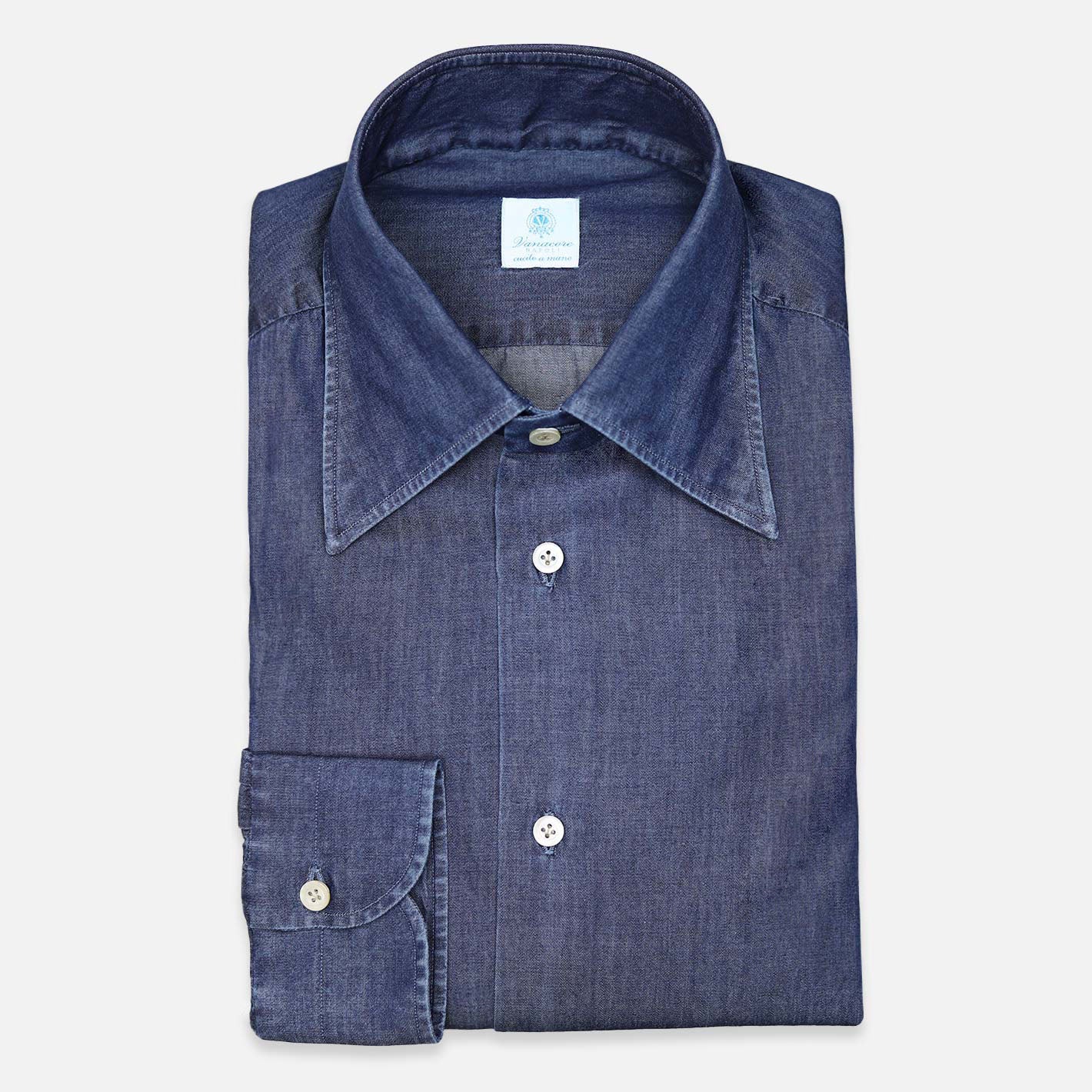 Dark blue denim casual shirt – Vanacore Napoli