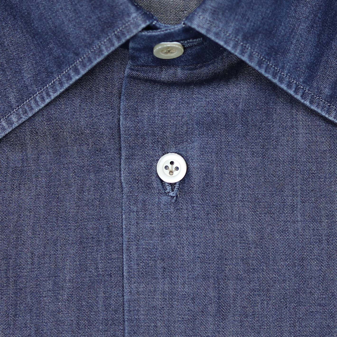 Dark blue denim casual shirt – Vanacore Napoli