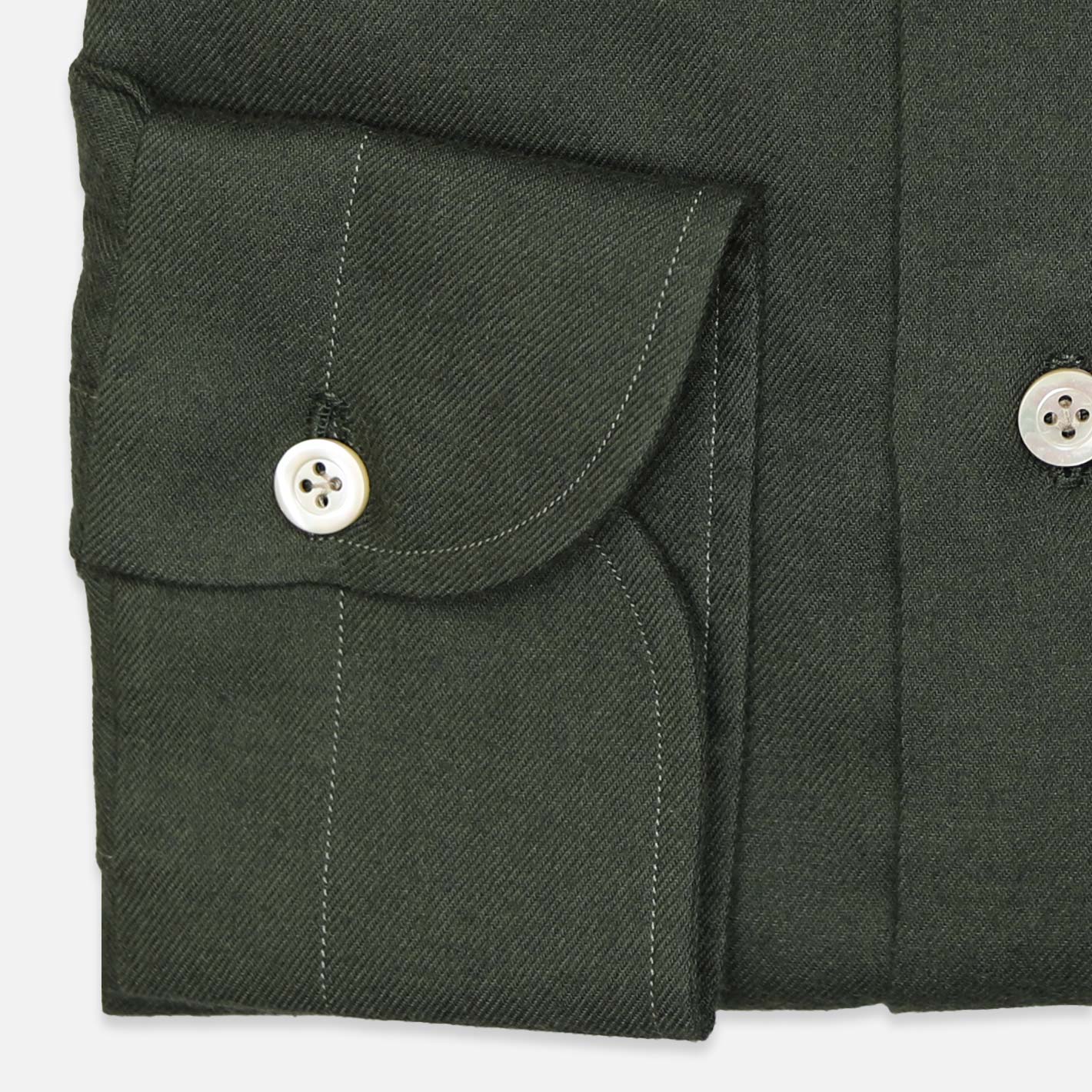Dark green cotton cashmere shirt with Kent collar – Vanacore Napoli