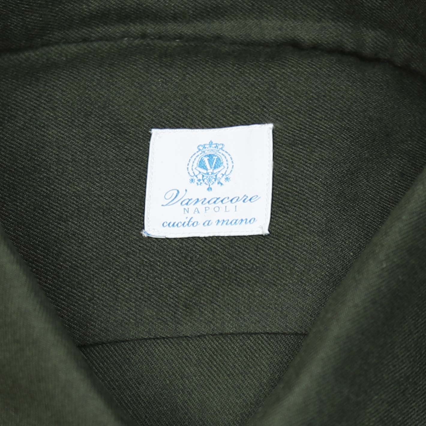Dark green cotton cashmere shirt with Kent collar – Vanacore Napoli