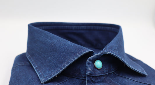 Luxurious Japanese denim shirt for men – handcrafted by Vanacore Napoli