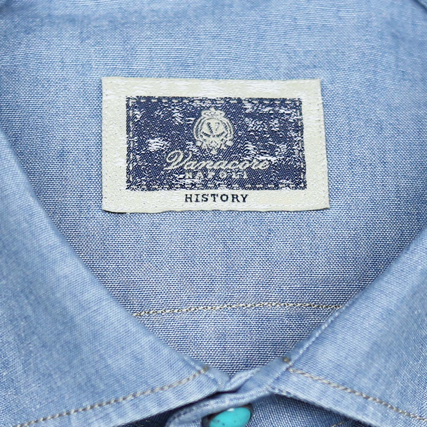 Light blue  denim shirt with sawtooth western-style yoke – Vanacore Napoli