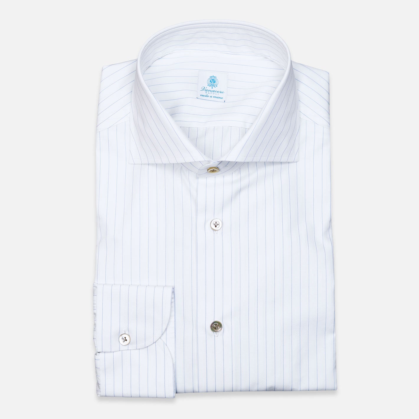 White blue striped cutaway shirt – Vanacore Napoli