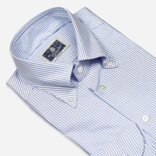 Blue White Striped Oxford Shirt – Vanacore Napoli