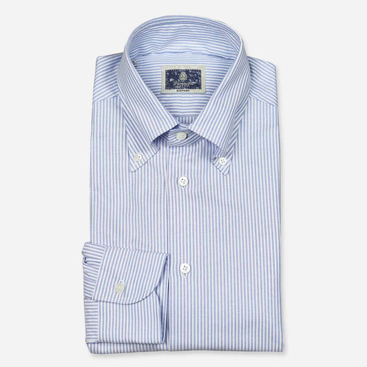 Blue White Striped Oxford Shirt – Vanacore Napoli