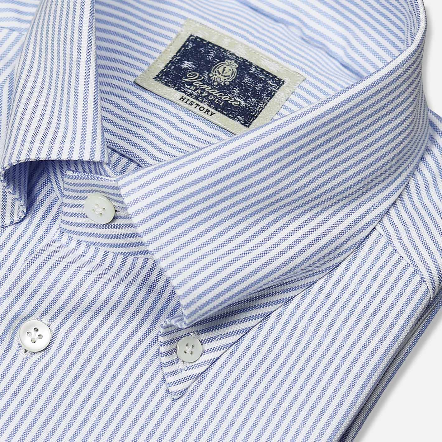 Blue White Striped Oxford Shirt – Vanacore Napoli