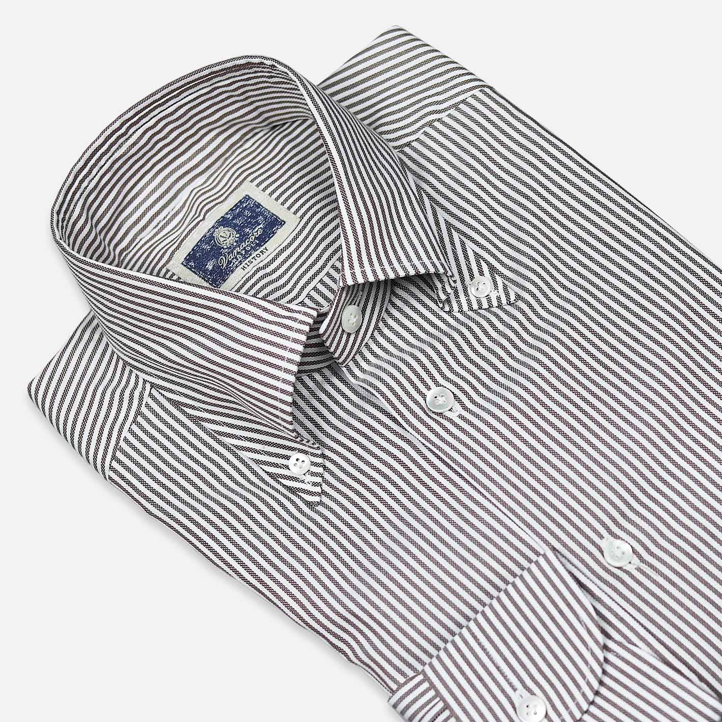 Brown and White Striped Oxford Shirt – Vanacore Napoli