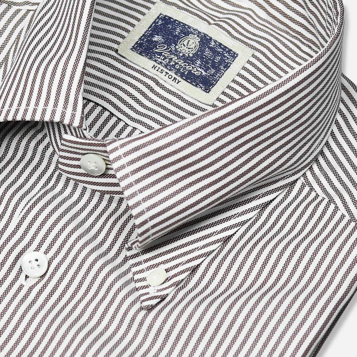 Brown and White Striped Oxford Shirt – Vanacore Napoli