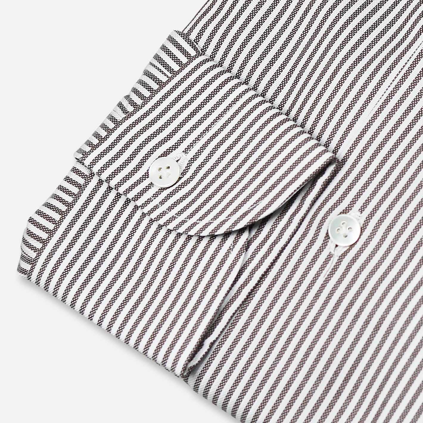 Brown and White Striped Oxford Shirt – Vanacore Napoli