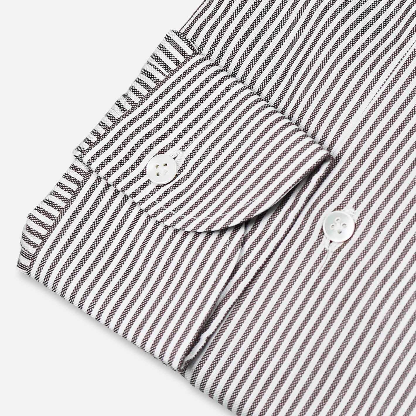 Brown White Striped Oxford Button Down Shirt